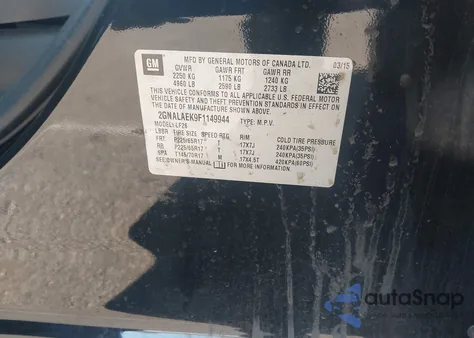 2015 Chevrolet Equinox Ls from USA, damaged, VIN 2GNALAEK9F1149944